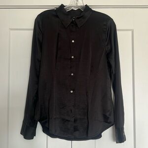 Madewell silk black button up top
